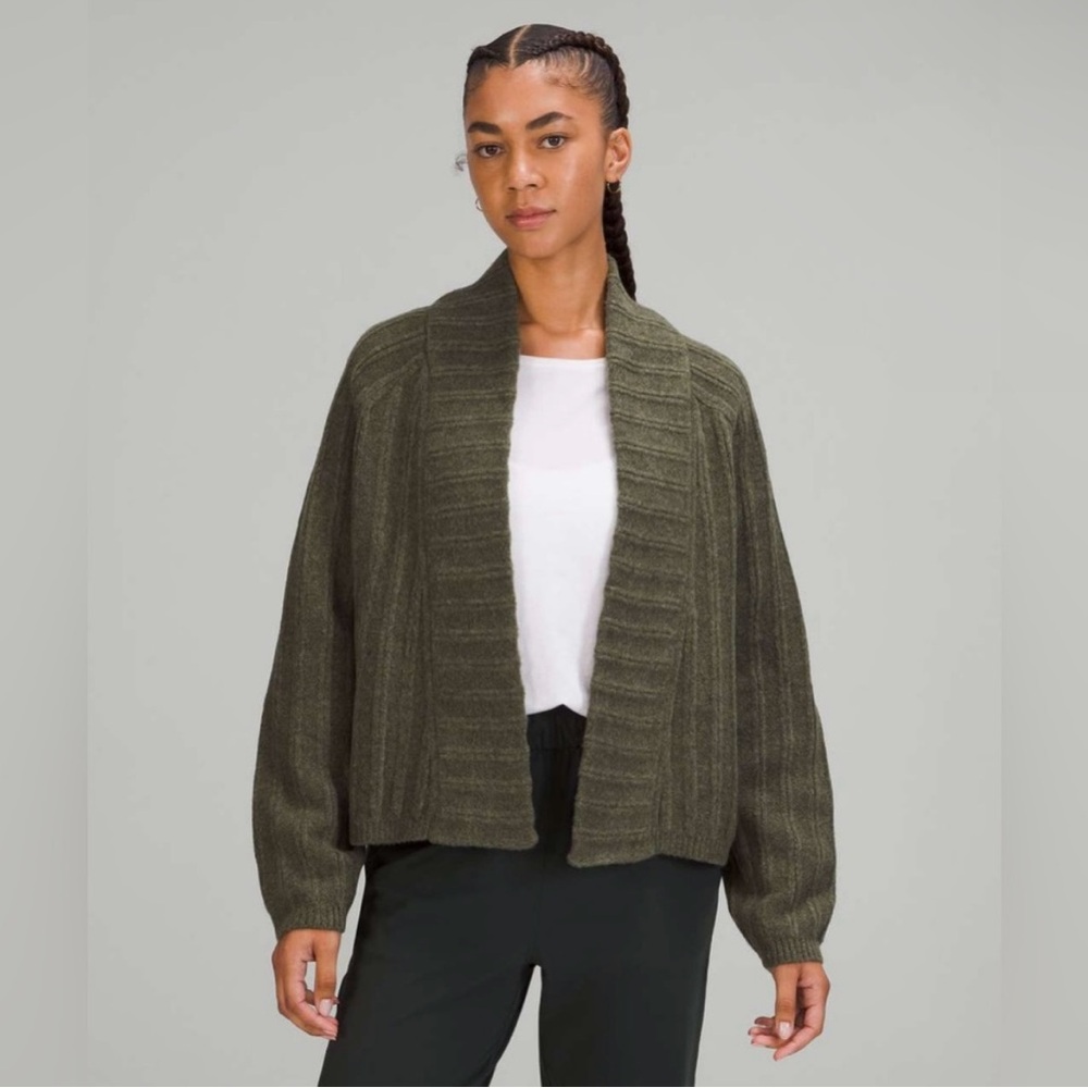 Lululemon Twin Rib Sweater Wrap - Heathered Dark Olive - NWOT